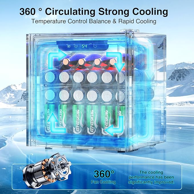 Kismile Beverage Refrigerator Cooler 36L Mini Fridge for 12 Bottle 50 Can,1.3 Cu.Ft Drink Fridge with Quiet Compressor,LED Light,Electronic Temperature Control for Home/Bar/Office 40-61℉,Silver