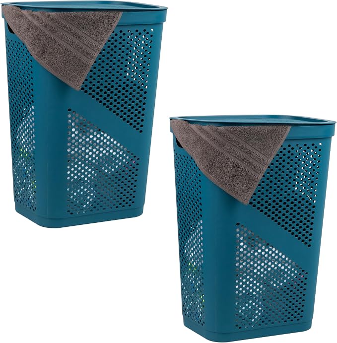 Mind Reader 60L Slim Laundry Hamper, Clothes Basket, Ventilated by MindReader