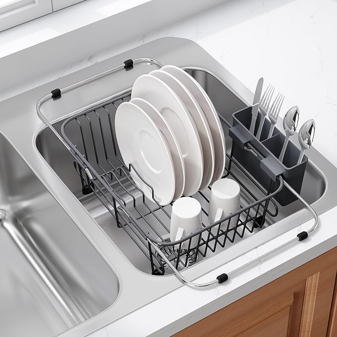 JASIWAY Gray Dish Drying Rack in Sink by JASIWAY