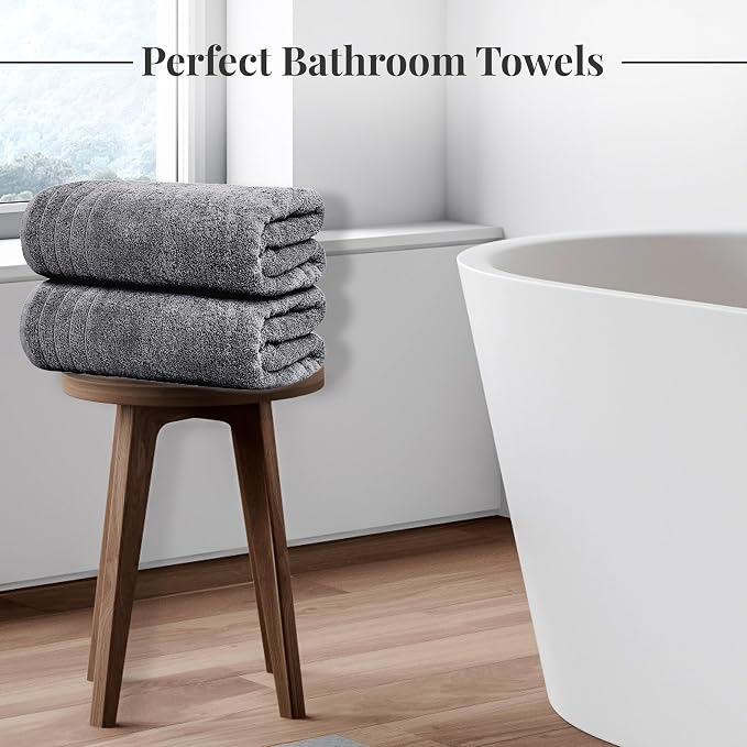 8 Piece Towel Set, 2 XL Bath, 2 Hand, 4 Washcloth, Dark Grey | 100% Cotton - Image 2