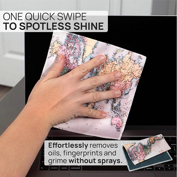 Microfiber Wholesale Quick Cloth Glasses Cleaning Cloths 8x8 World Map | 1-Pack - Image 2