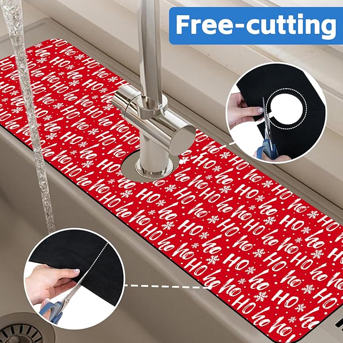 Christmas Hohoho Kitchen Sink Splash Guard Mat - Image 7
