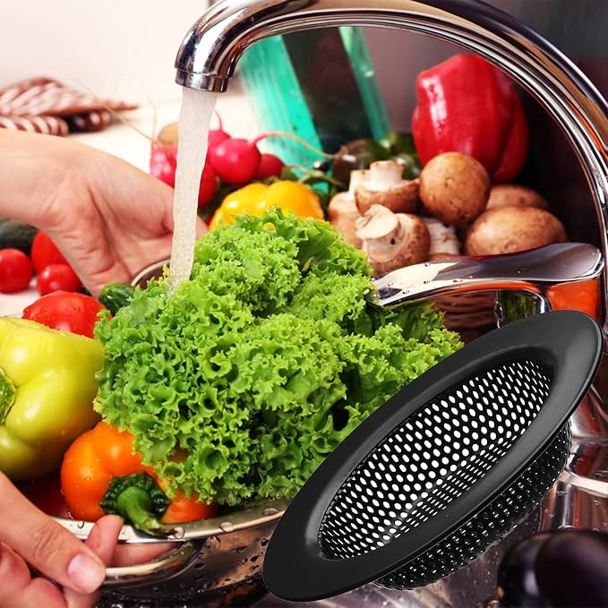 2 Pcs Black Stainless Steel Mesh Sink Drain Strainer, 4.5" Top / 3" Kitchen - Image 3