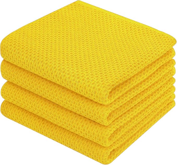 Homaxy 100% Cotton Waffle Weave Kitchen Dish Towels 4-Pack, Ultra Soft by Homaxy