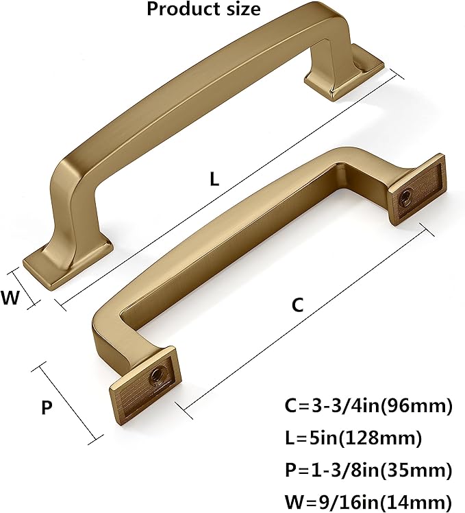 khtumeware 10 Pack Cabinet Handles - 3-3/4 Inch Champagne Bronze Drawer Pulls, Warm Brass Kitchen Cabinet Hardware