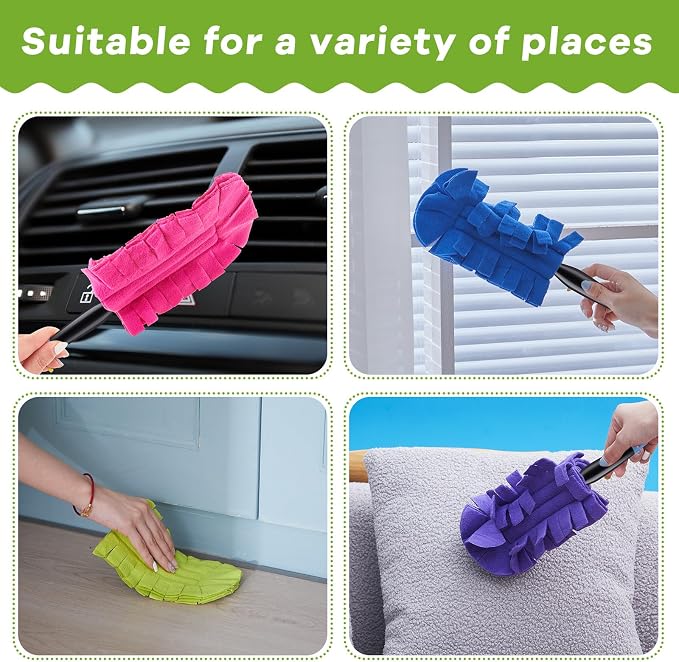 Zubebe 15 Pcs Reusable Duster Refills Fleece, Dark Color | Soft Polyester Fiber - Image 5