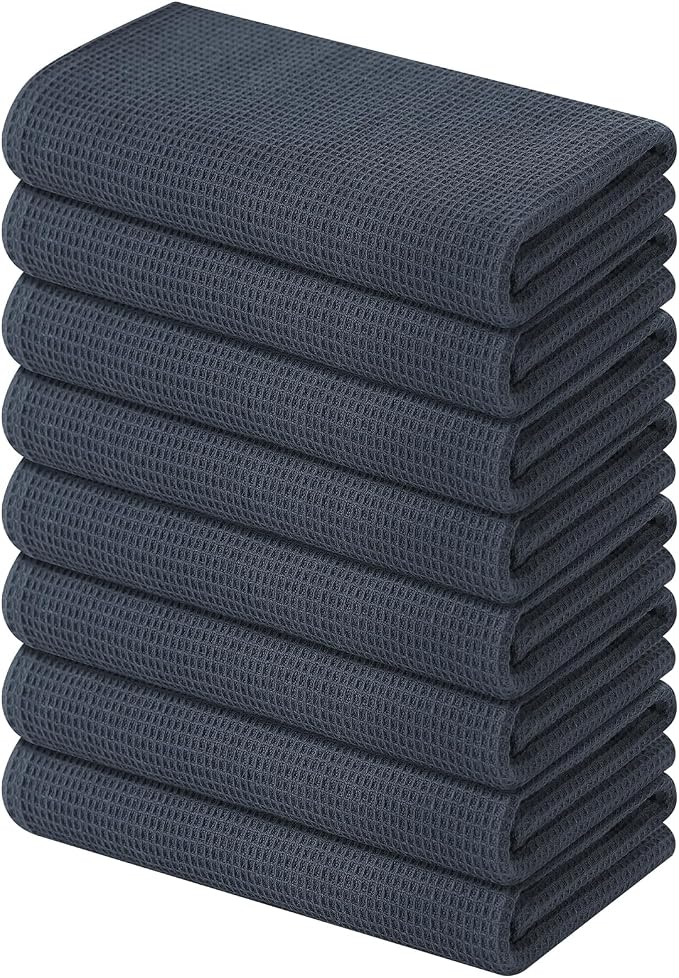 Homaxy 100% Cotton Waffle Weave Kitchen Towels, 8 Pack, Dark Grey by Homaxy