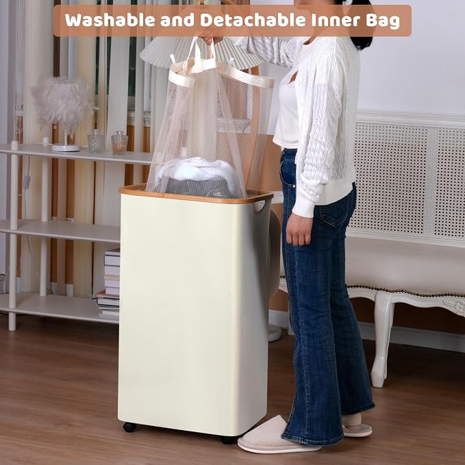 IEGrow Laundry Basket with Wheels 110L Clothes Hamper - Image 2