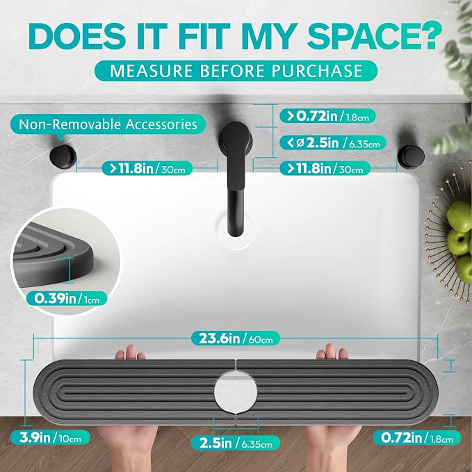 Stone Faucet Mat for Kitchen Sink – Diatomite Fast-Drying Stone Tray, Faucet - Image 2