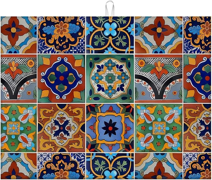 Talavera Mexican Tiles Dish Drying Mat by indokyeyqaz