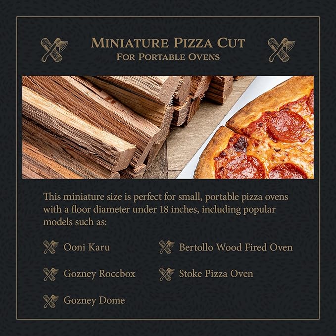 Cutting Edge Firewood 6 Inch Mini Pizza Oven Wood - Ultra Kiln Dried Premium Oak Cooking Wood for Portable Pizza Ovens - Miniature Logs - 12 Pound