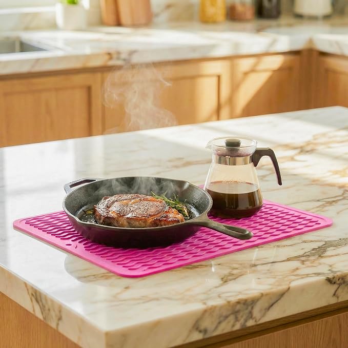 MicoYang Silicone Dish Drying Mat — Quick-Dry Ridges Counter & Sink Pad - Image 8