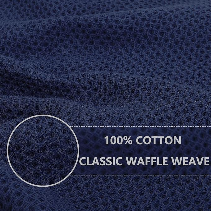 Homaxy 100% Cotton Waffle Weave Kitchen Dish Cloths 6-Pack, Dark Navy | 12 x 12 - Image 2