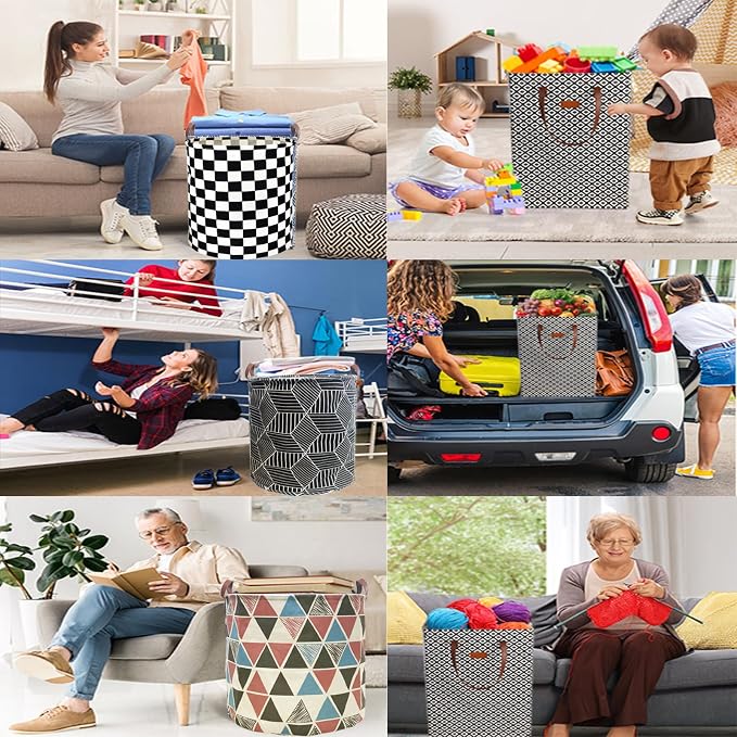 Waterproof Laundry Hamper Collapsible Laundry Basket Leather Handle Laundry Bag - Image 6