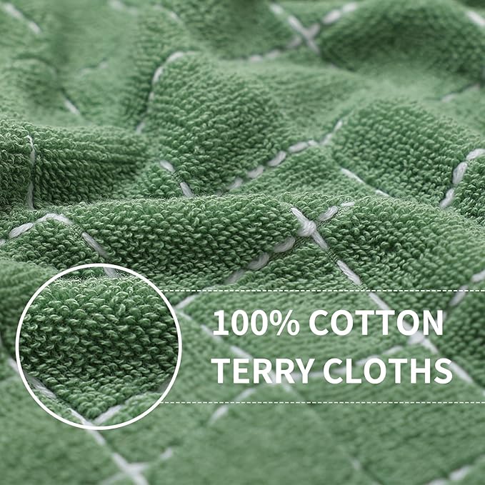 Homaxy 100% Cotton Terry Kitchen Towels, 4 Pack, Grass Green - Image 2