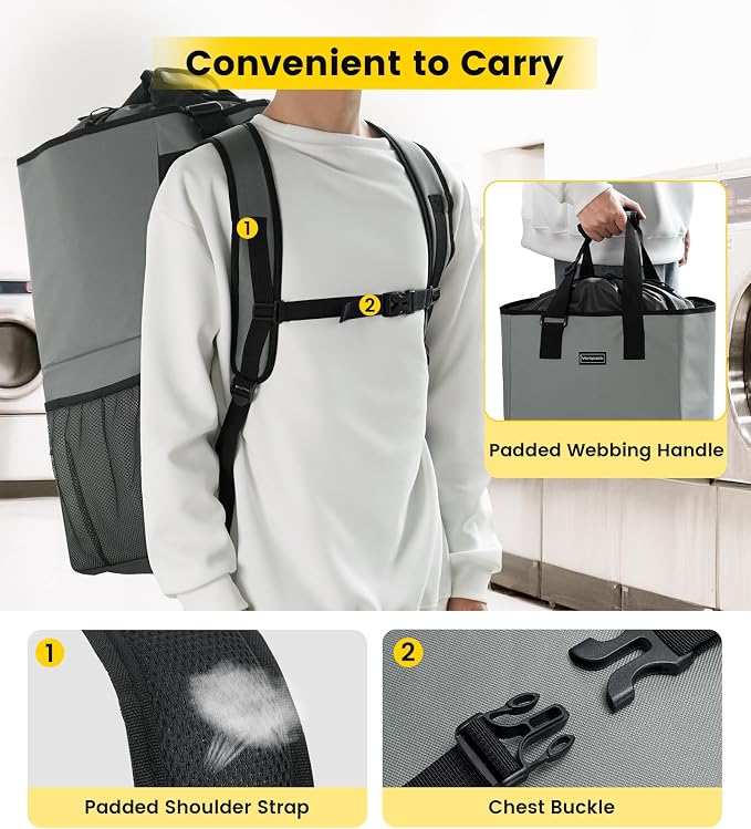 Vorspack Laundry Backpack with Shoulder Straps, Extra Large Hamper, Structured - Image 6
