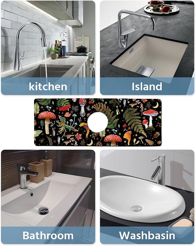 Patterned Sink Faucet Mat Kitchen Splash Guard Super Absorbent Drying Mat - Image 6