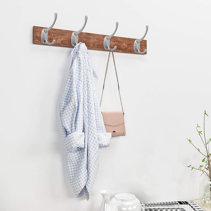 IBosins 12 Pack Silvery Double Coat Hooks Wall Mounted - Image 6