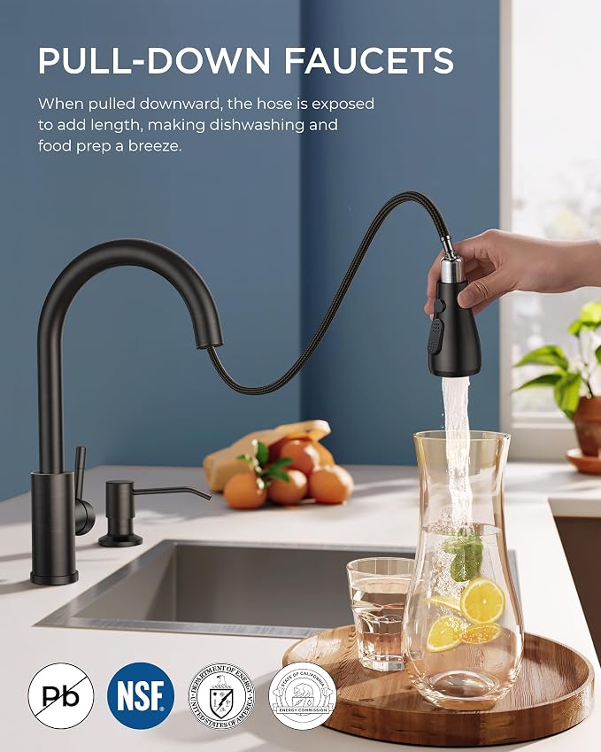 FORIOUS Kitchen Faucet with Soap Dispenser, High Arc, Oil Rubber Bronze | - Image 2