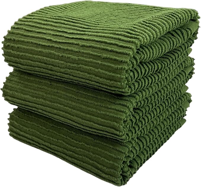 Avocado Forest Green Kitchen Dish Towels, 100% Cotton by SerafinaHome