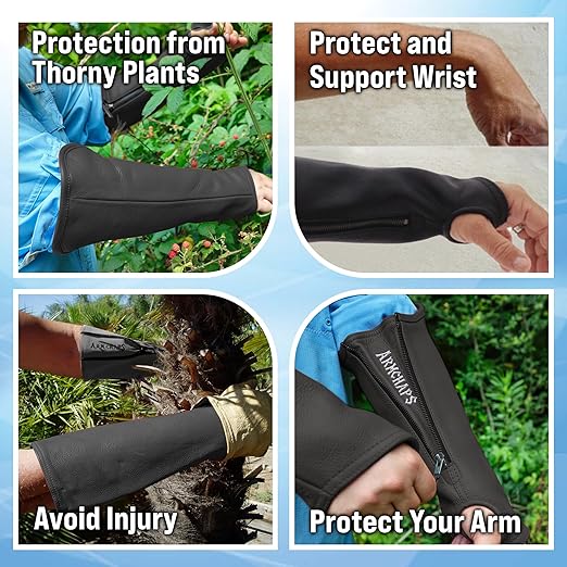 Arm Chaps Extended Elbow Leather Arm Guard - Arm Sleeve Protectors for Thin Skin and Bruising, Scratches & Cuts - Protective Arm Sleeve for Any Age- Left & Right Form-Fitting - Black(1Pair/X-Small).