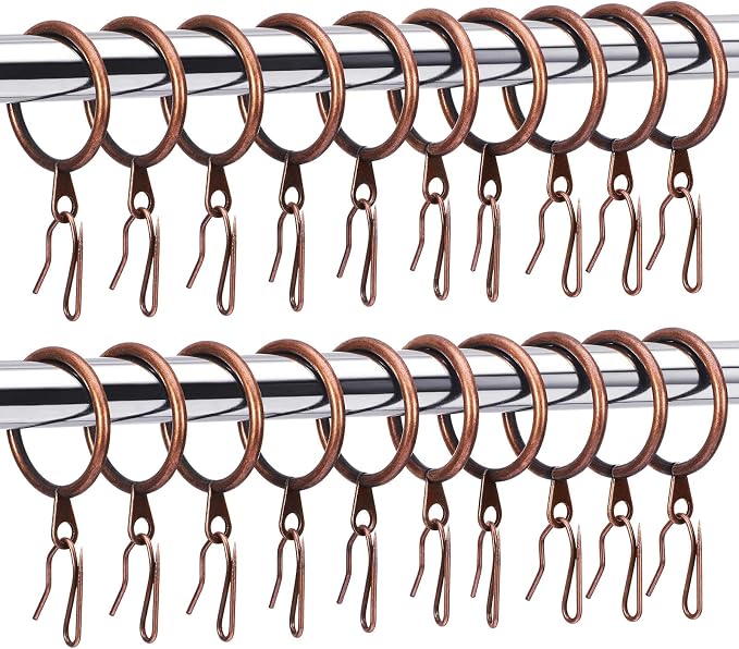 Hotop 60 Pcs 1.26 Inch Curtain Ring and 60 Pcs Pin Hook, Bronze | Metal by HOTOP
