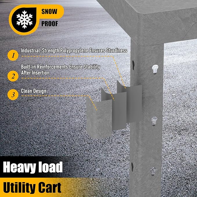 2-Shelf Heavy Duty Utility Cart with Wheels, 34 x 17-Inch Plastic Rolling Tool Cart, 550 lbs Capacity Mechanic Work Cart for Garage,Warehouse,Workshop