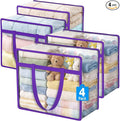 4 Pack Clear Storage Bags for Clothes, 45L Closet Organizers and Storage | by BuddingJoy-BuildaJoyfulLifeforYou