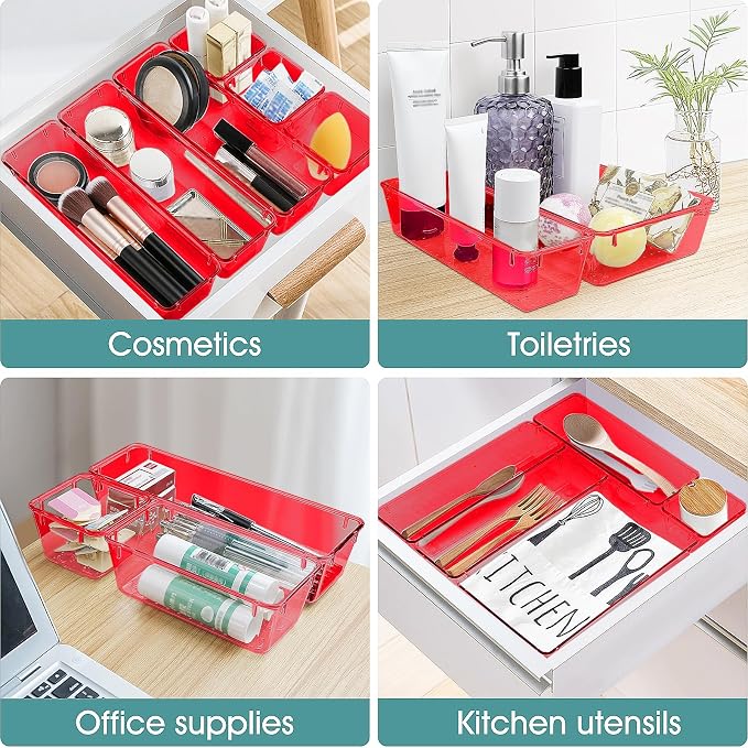 25 PCS Plastic Drawer Organizer Set, Makeup Organizers and Storage Bins | 4 - Image 5