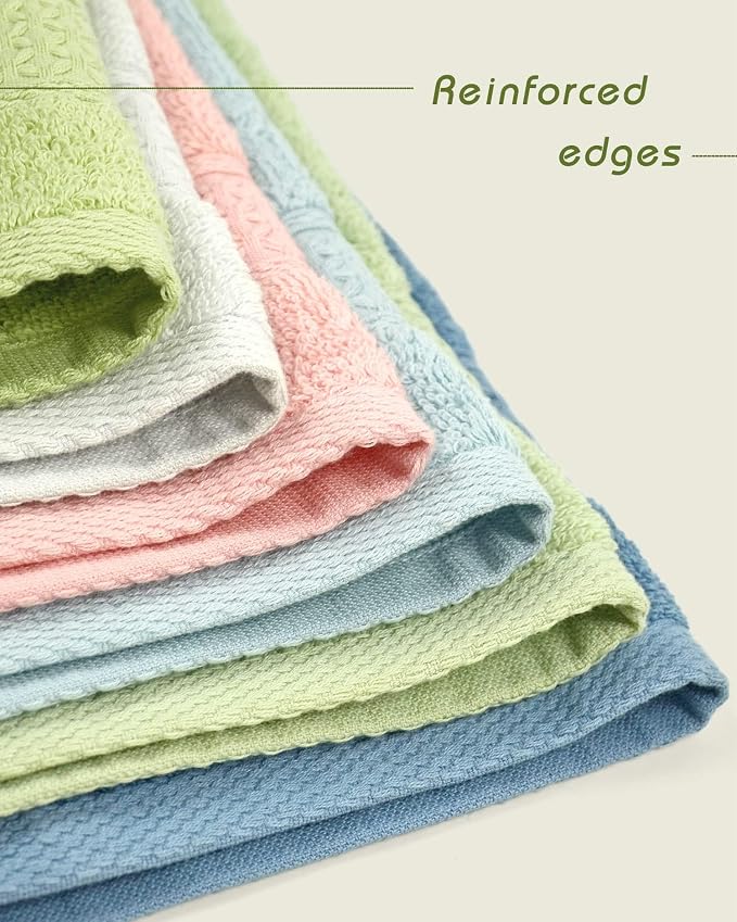 Cleanbear Pure Cotton Wash Cloths Face Cloths, 6 Colors, 13 x 13 Inches | - Image 5