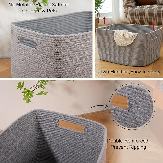 OIAHOMY 75L Large Blanket Basket Woven Storage Basket - Image 9