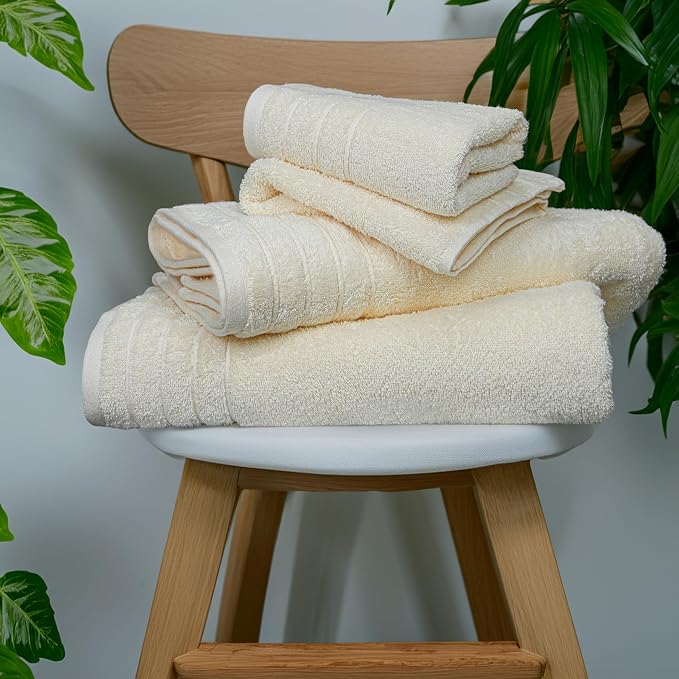 8 Piece Towel Set, 2 XL Bath, 2 Hand, 4 Washcloth, Cream | 100% Cotton - Image 4