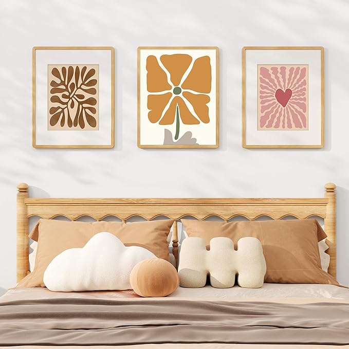 16x20 Picture Frame for Wall, Solid Oak Wood 16 by 20 Frames, 16 x 20 Poster Frame with Tempered Glass, 16x20 Frame Matted to 11x14, 16"x20" Wood Frame for Home Decor, Natural Oak Color, 3 Pack
