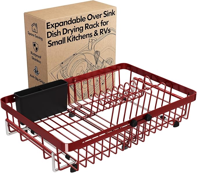 Red Dish Drying Rack Over The Sink by MAJALiS