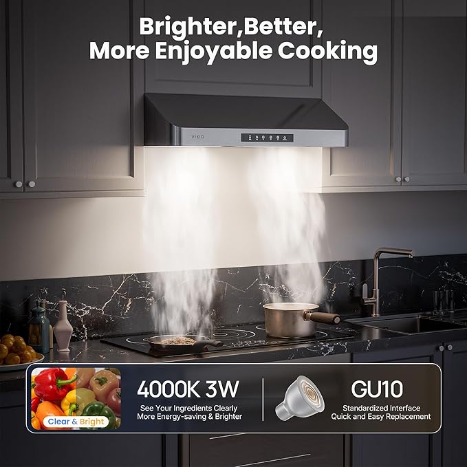 Range Hood 36 Inch Under Cabinet with 980 CFM, 3-Speed Gesture Sensing & Touch Control, Stainless Steel Kitchen Hood Vent for LED Lights, Time Setting, Baffle Filters with Handlebar