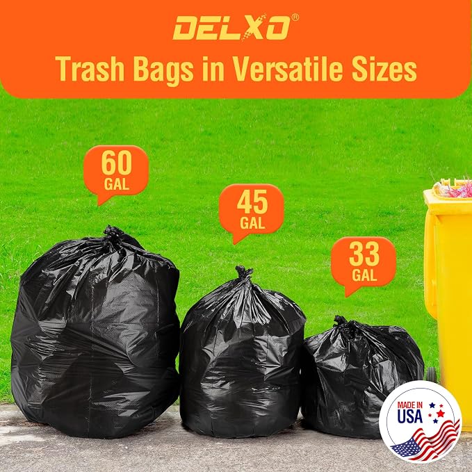 Delxo 30-33 Gallon Trash Bags, Durable Plastic Bolsas para basura, Perforated - Image 8