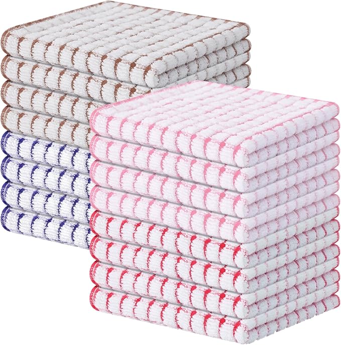 Kitinjoy Cotton 16 Pack Terry Kitchen Dish Cloths, Mix Colour by Kitinjoy