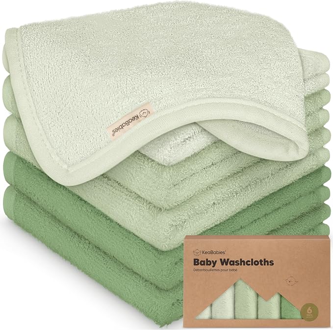 6-Pack Baby Washcloths, Soft Absorbent Washcloths by KeaBabies