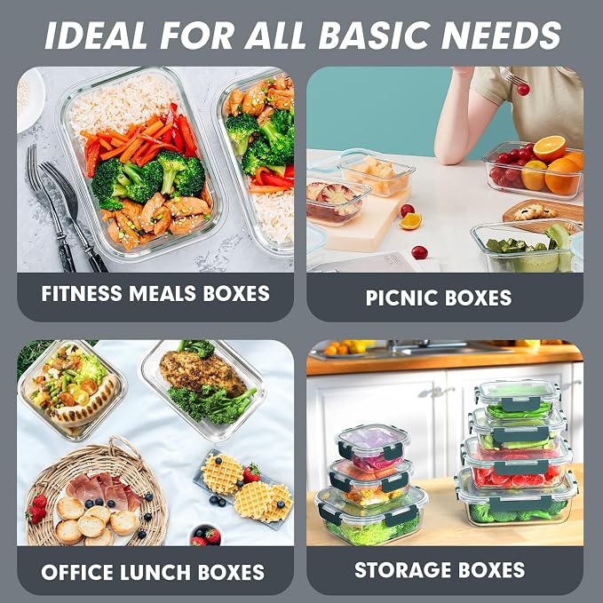 VERONES 30 Pieces Glass Food Storage Containers Set - Image 6