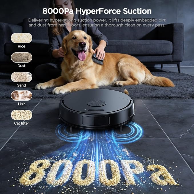 Robot Vacuum and Mop Combo, 8000Pa Strong Suction 2 in 1 Vacuum Robot - Image 4