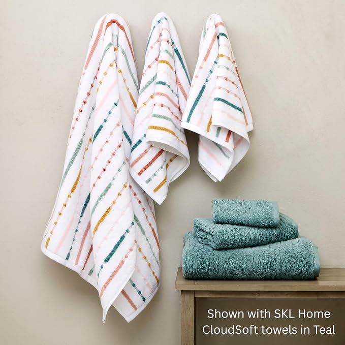 SKL Home Modesto Stripe Hand Towel Set-2pc, Premium 100% Cotton, reversible - Image 7