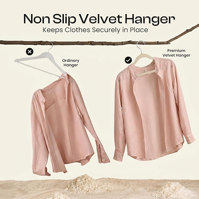 Utopia Home Velvet Hangers, 20 Pack, Ivory | Luxury Non-Slip Slim Pant & Coat - Image 6