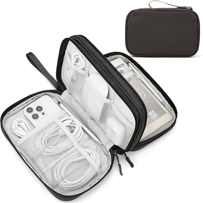 FYY Electronic Organizer, Travel Tech Pouch Bag, Coffee | Wrist Strap, by FYY