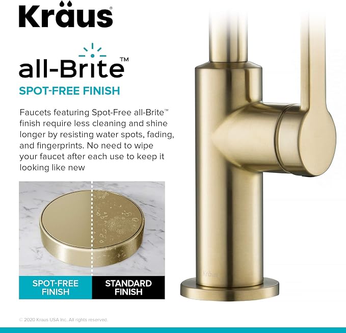 Kraus Oletto Single Handle Kitchen Bar Faucet in Spot Free Antique Champagne - Image 9