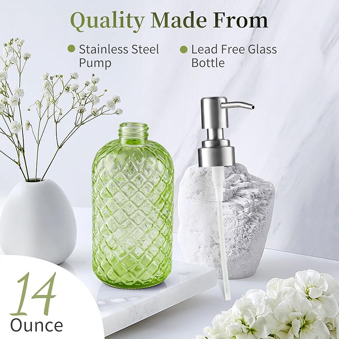 Kaishun 14 OZ Refillable Glass Soap Dispenser - Image 3