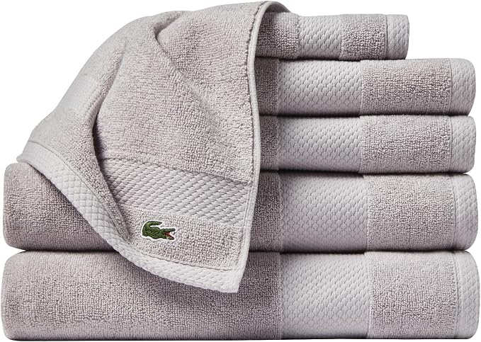 Lacoste Heritage Supima Cotton 6-Piece Towel Set, Micro Chip | Highly Absorbent by Unknown