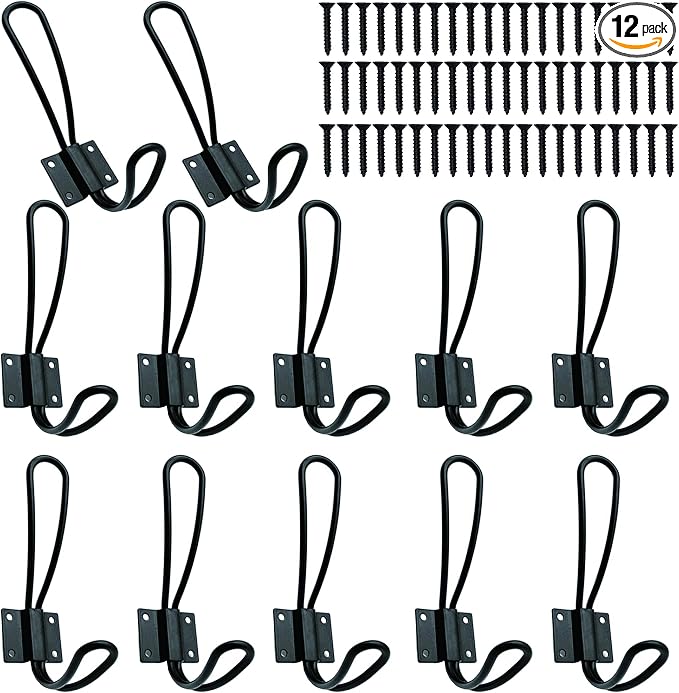 Hajoyful Rustic Entryway Hooks-12 Pack Farmhouse Hooks by Hajoyful