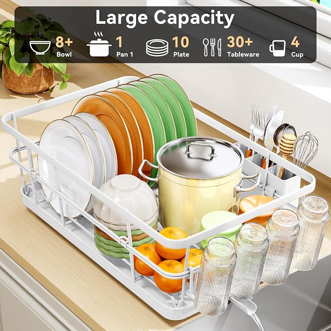 TOOLF Dish Drying Rack for Kitchen Counter, 12.4''W x 16.5''L x 7.2'', - Image 3