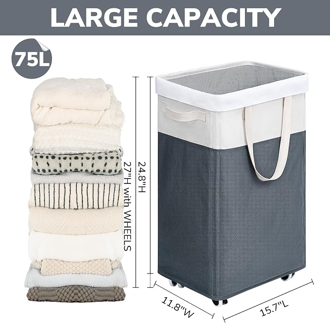 Goodpick 2-Pack Rolling Laundry Basket - Image 3