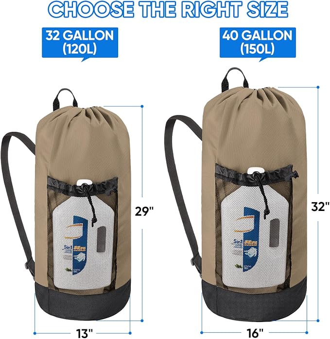 BALEINE 150L Laundry Bag Backpack, 900D Oxford Fabric Large Travel Laundry Bags - Image 3